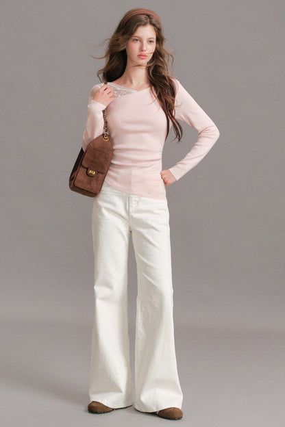 Mid-Rise Flared Flap Pocket Jeans