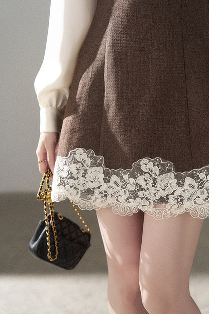 Lace Patchwork Layered-Look A-Line Dress
