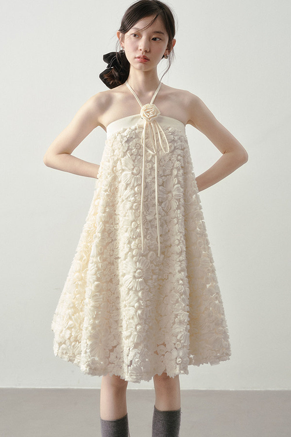 Robe jacquard blanc lait