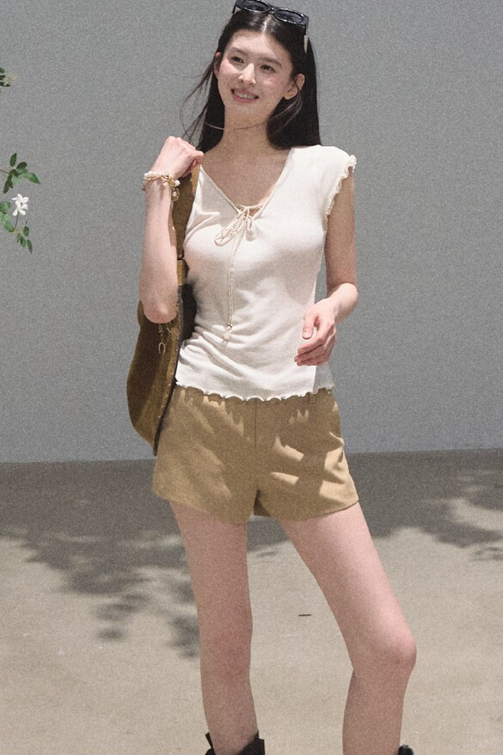 Slim-Fit High-Waisted Suit Shorts