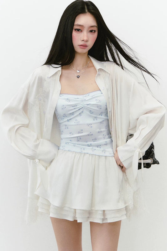 Linen Lace Beaded Top