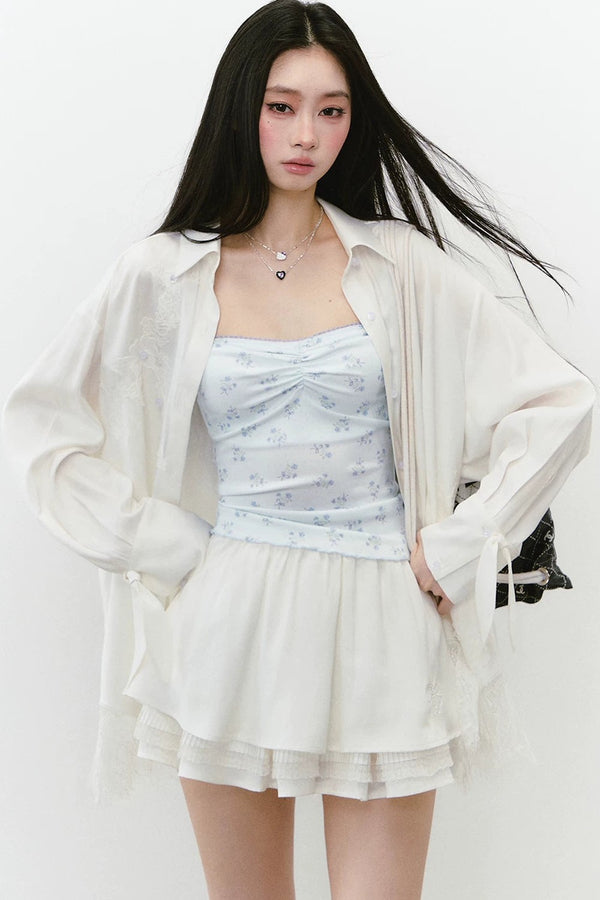 Linen Lace Beaded Top