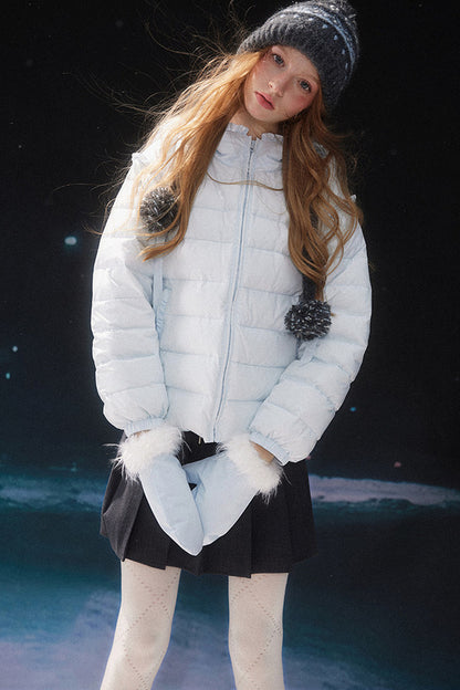 Blue Bear Detachable Sleeve Down Jacket