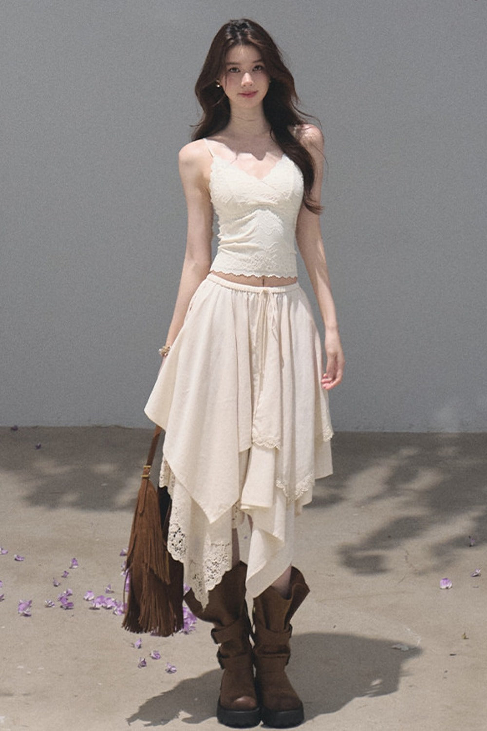 Lace Trim V-Neck Spaghetti Strap Camisole