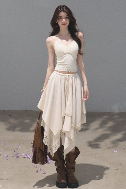 Lace Trim V-Neck Spaghetti Strap Camisole