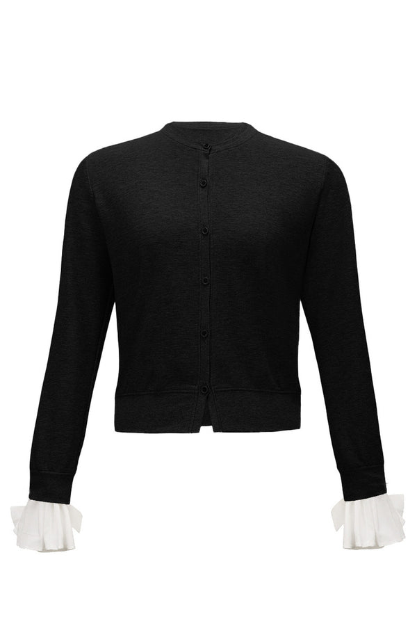 Layered-Look Bow Knit Cardigan