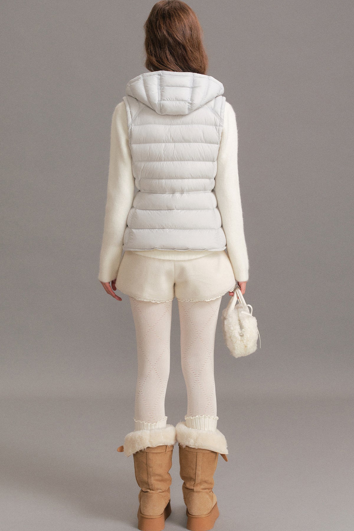 Hooded Ribbed Down Vest