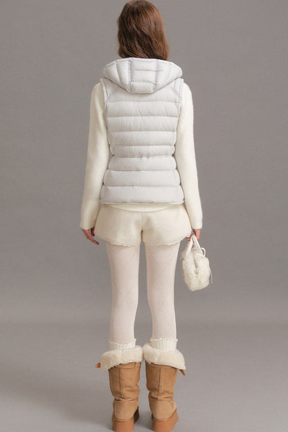 Hooded Ribbed Down Vest