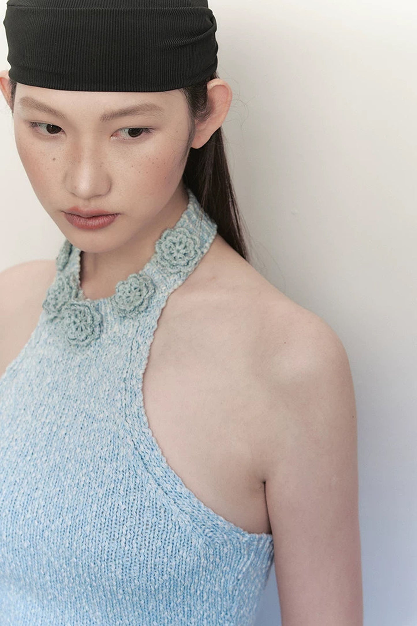 Handmade Crochet Floral Collar Sleeveless Top