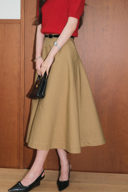 Gray Wool Knit Top and Retro Skirt Set-Up