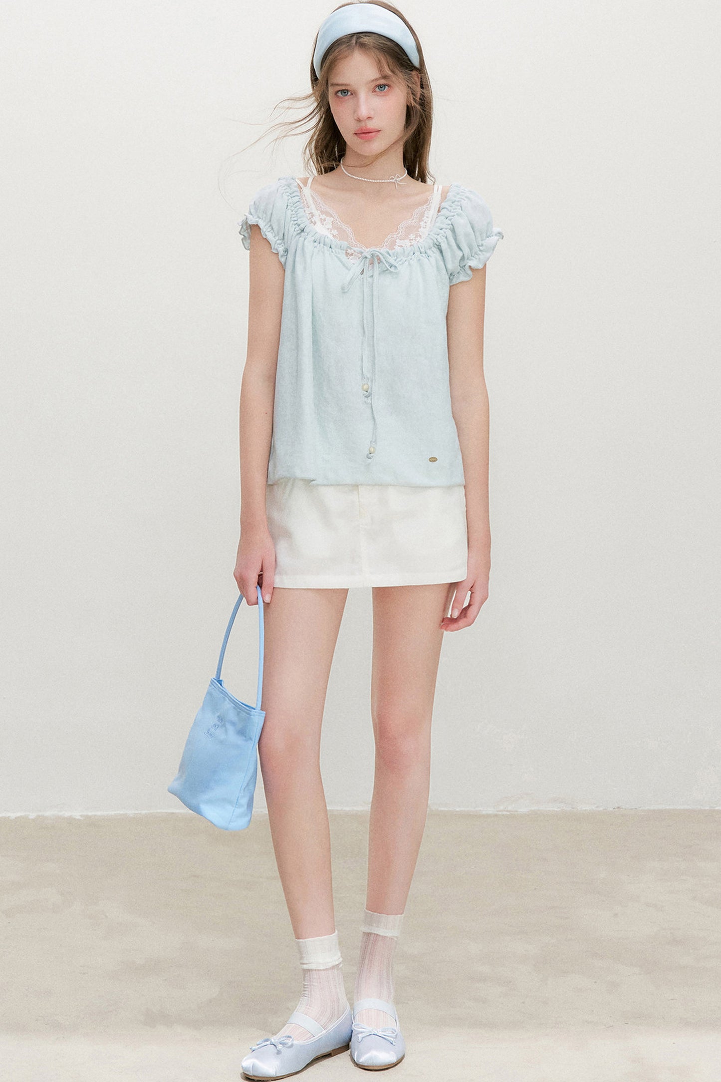 Snowflake Cotton Short-Sleeve Babydoll Top