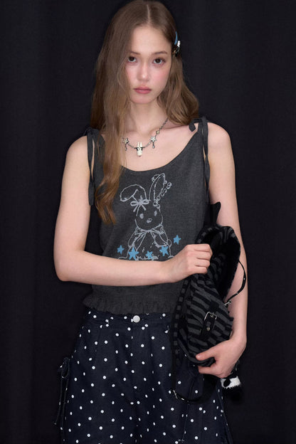 Playful Rabbit Tie-Up Tank Top