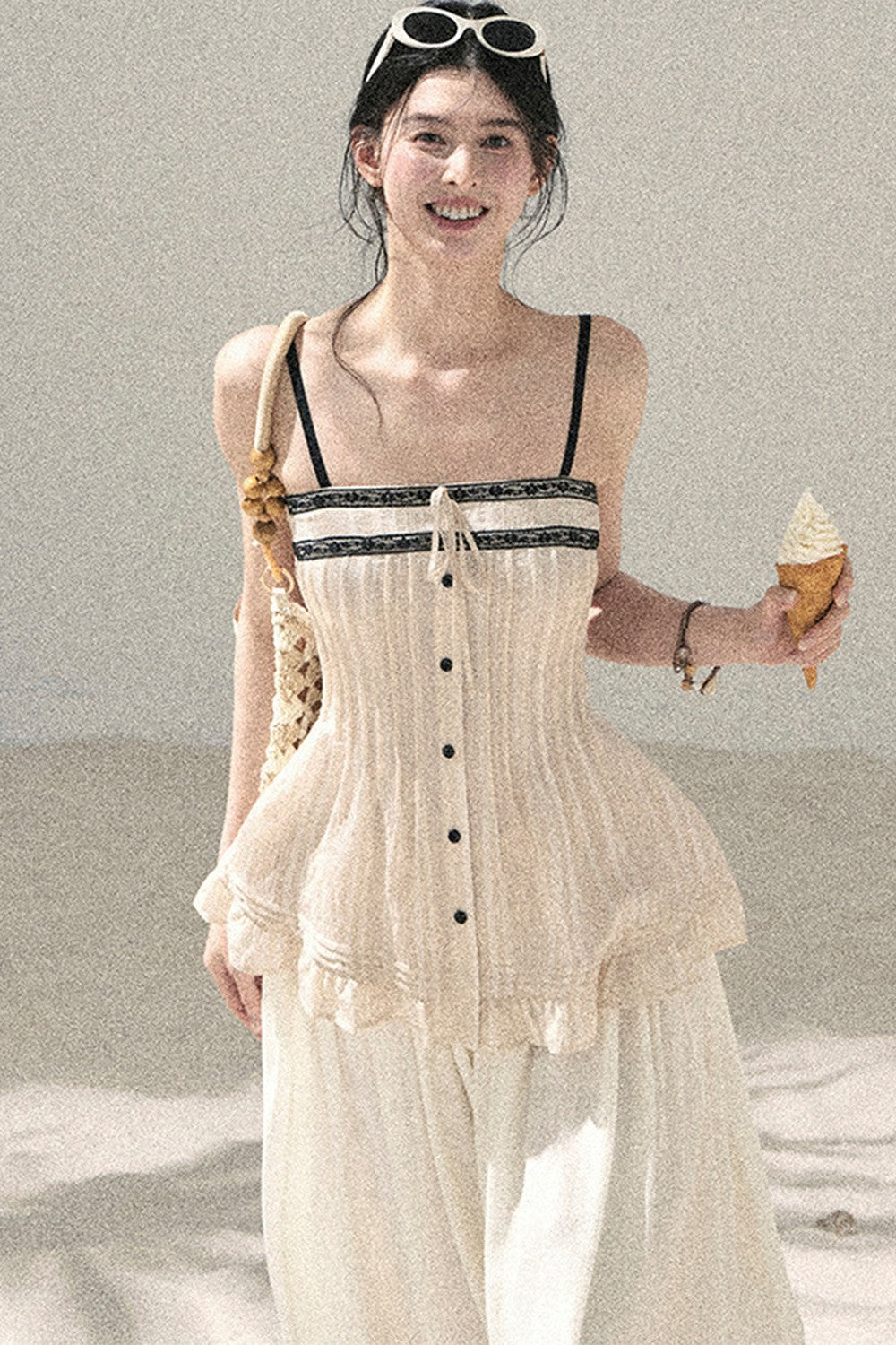 One-Shoulder Ruched Lace Camisole