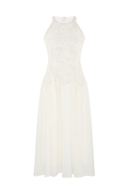 Ladylike Lace Halterneck Dress