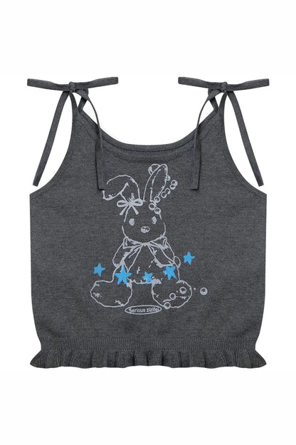 Playful Rabbit Tie-Up Tank Top