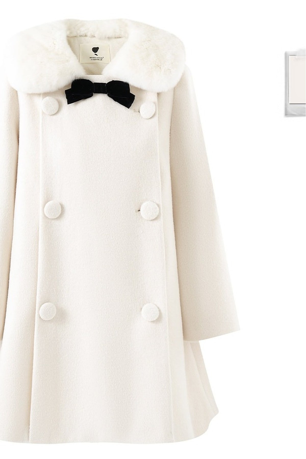 Manteau en laine avec nœud en velours