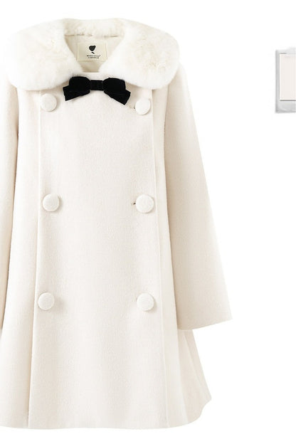 Manteau en laine avec nœud en velours