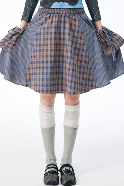 Retro Plaid Mid-Length Skirt