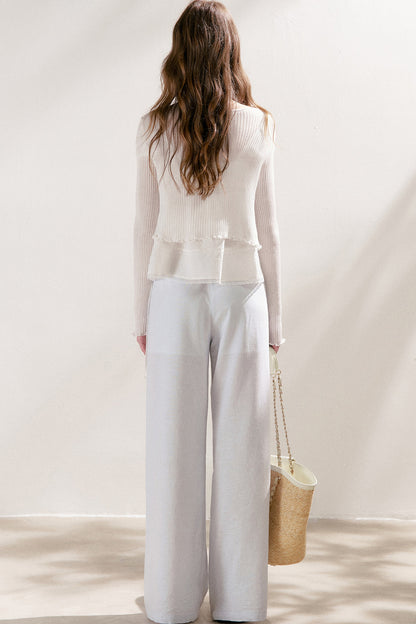 Lyocell Ruffled Tie-Front Cardigan