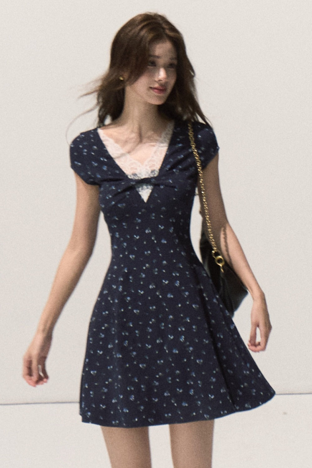 Twisted Floral V-Neck Dress