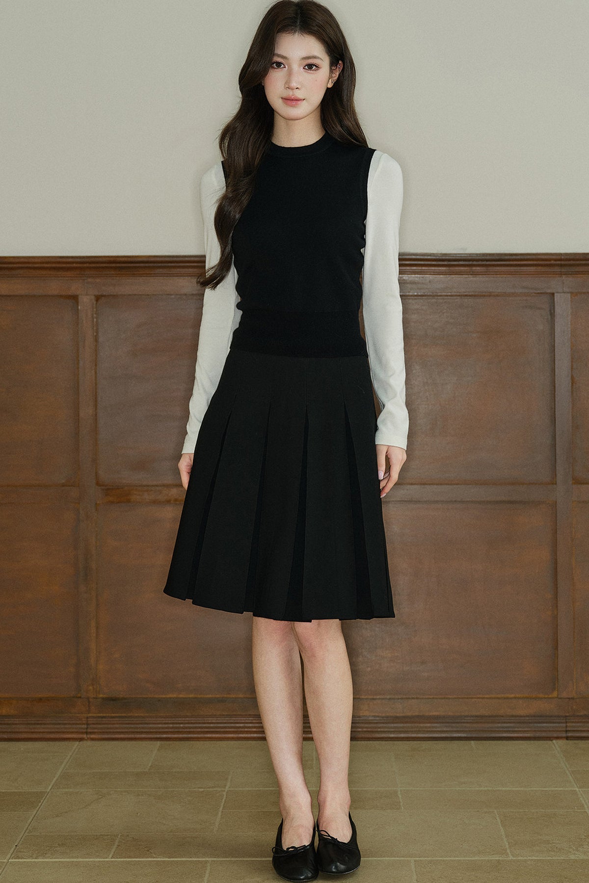 Layered Round Neck Knitted Sweater Vest