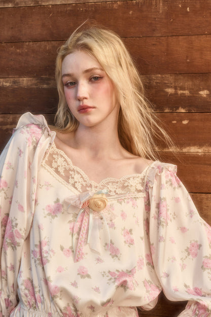 Floral Two-Piece Blouse and Shorts Set-Up