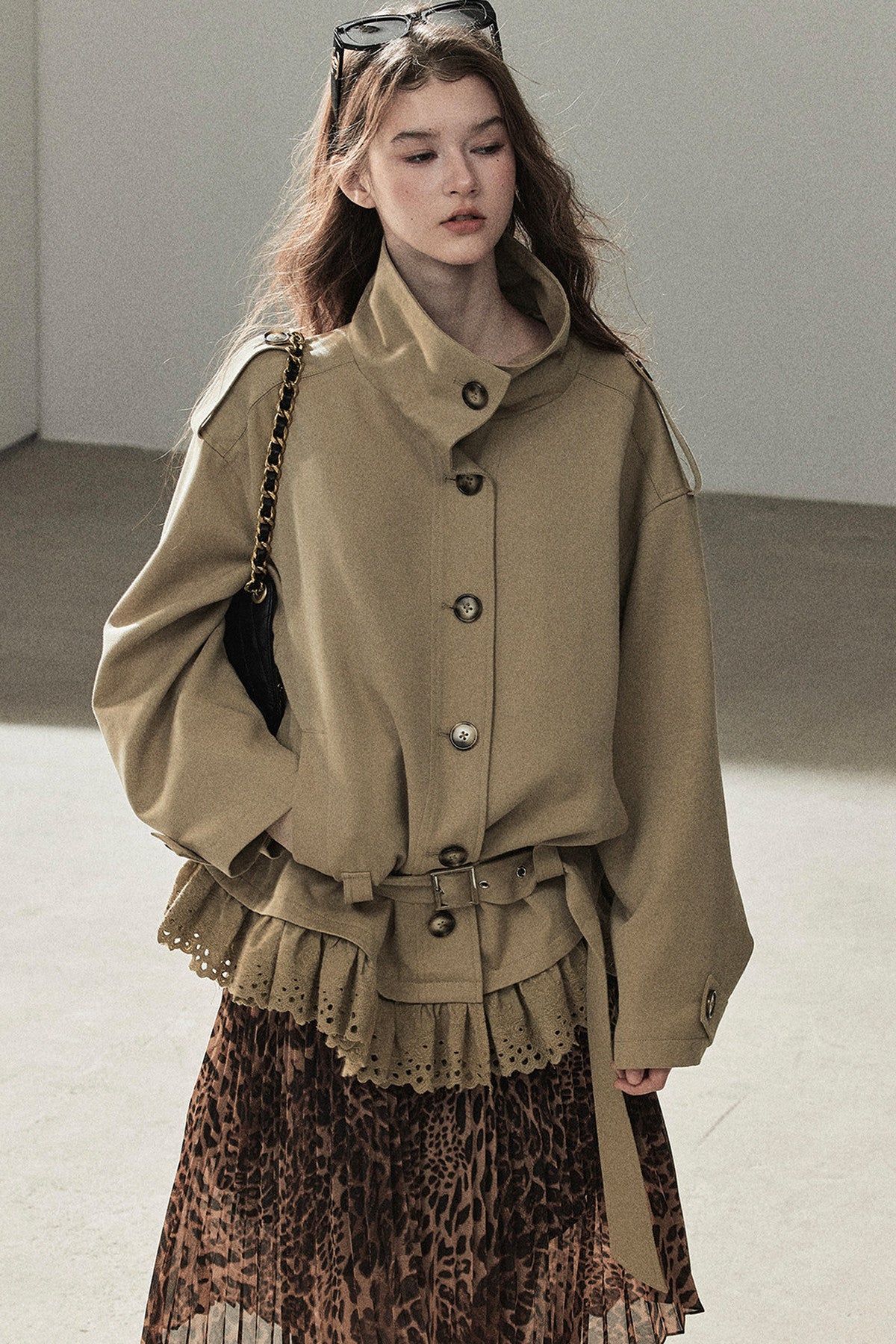 Faux Suede Trench Coat
