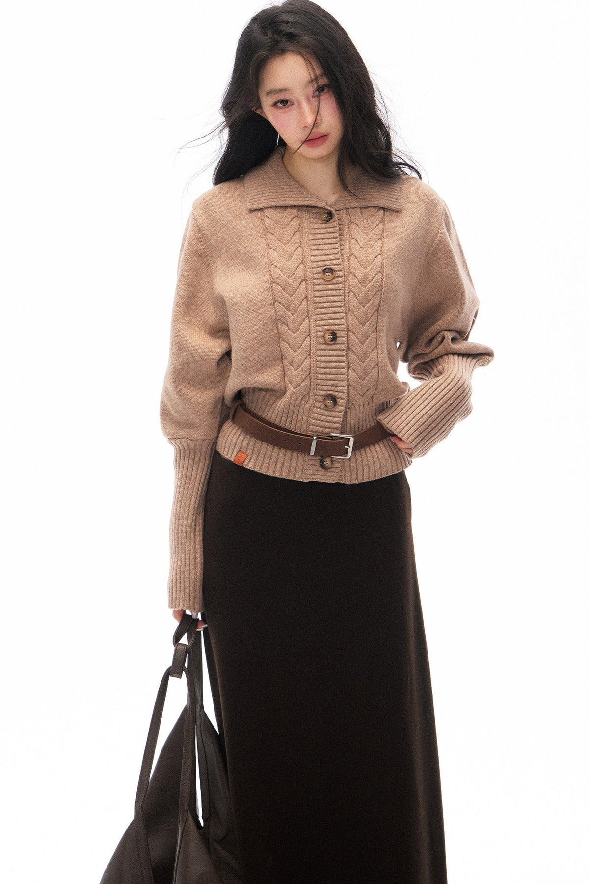 Knitted Jacket and Long A-Line Skirt Set-Up