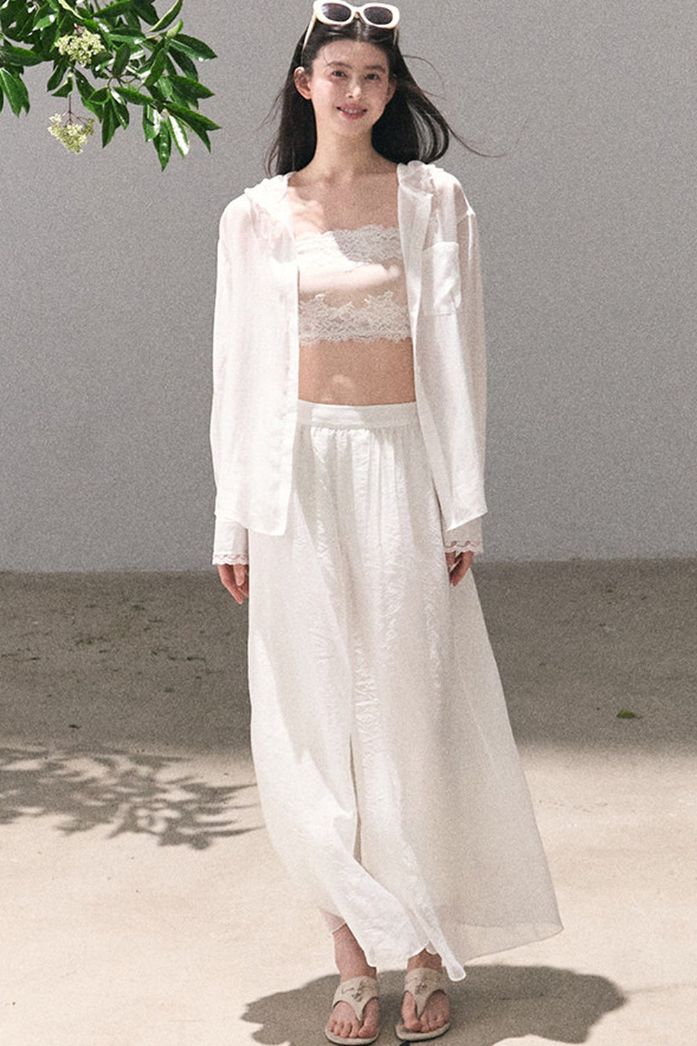 Lyocell Lace Hooded Cardigan