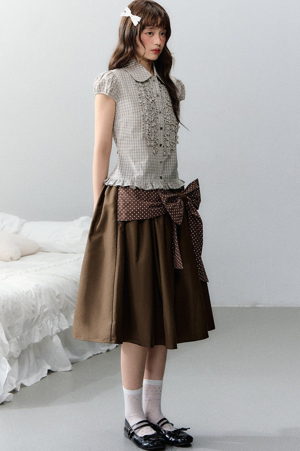 Polka Dot Retro Midi Skirt