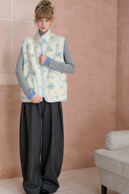 Double Pleated Curved Blade Wide Pants