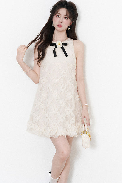 Apricot Neckholder-Kleid