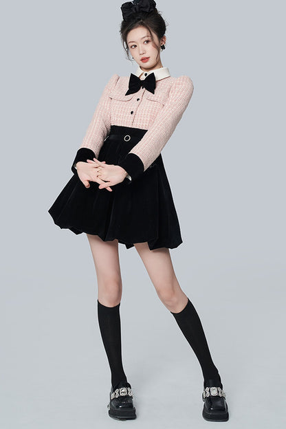 Pink Tweed A-Line Dress