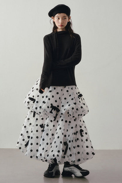 Polka Dot Tiered Bow Skirt