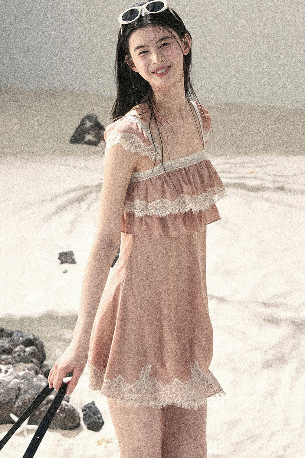 Vestido de Encaje Naranja de Chifón