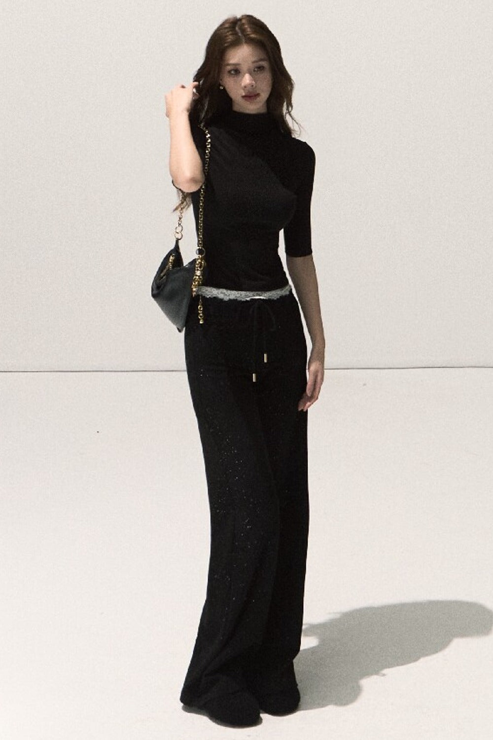 Wool Half-High Collar Knit Top