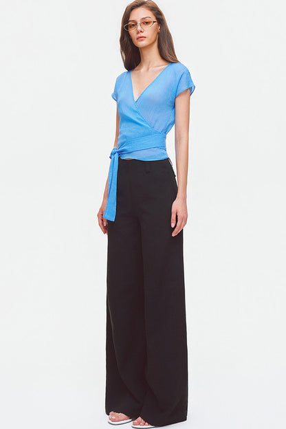 Tencel Linen Cotton Wide-Leg Trousers