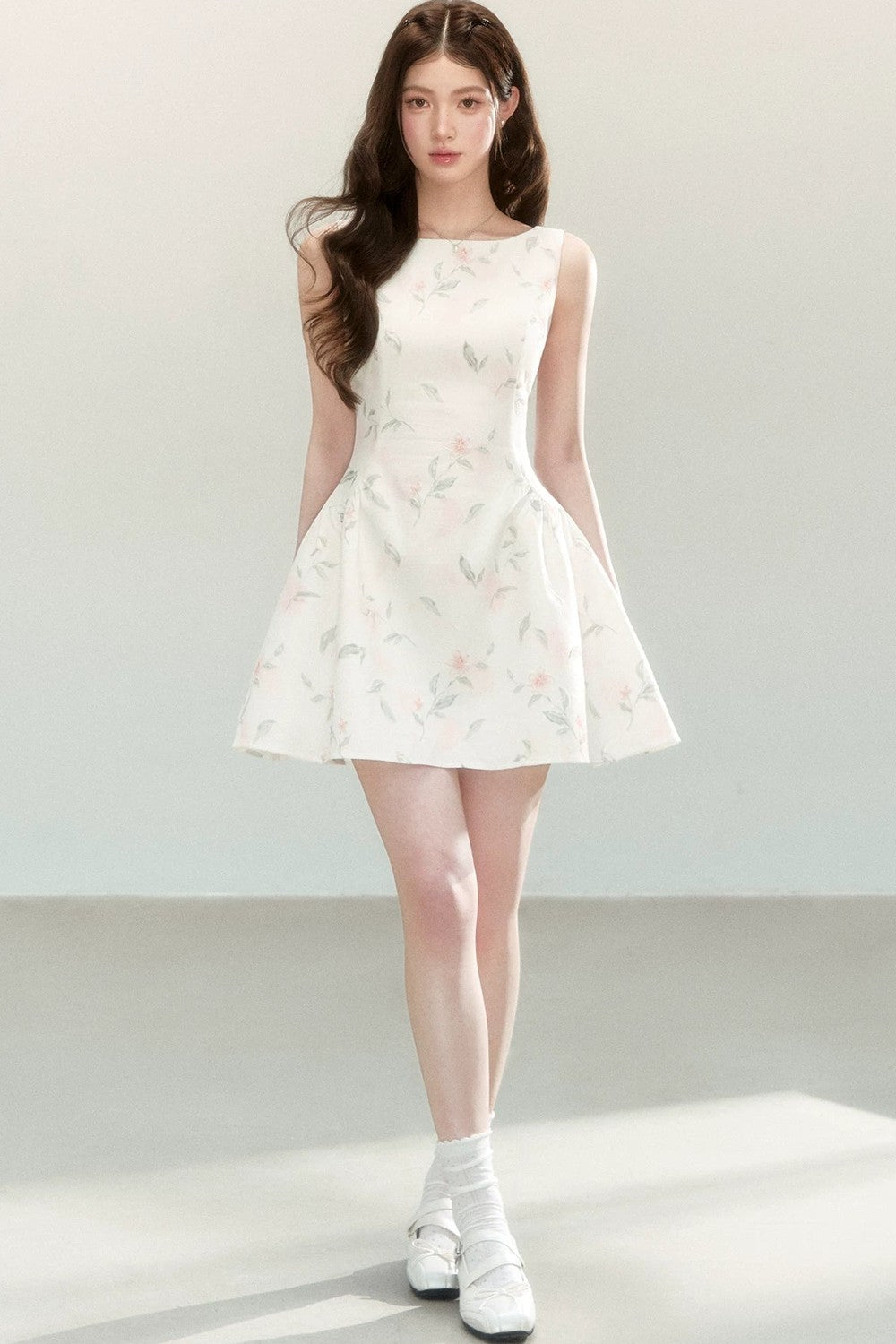 Elegant Floral Puff Dress