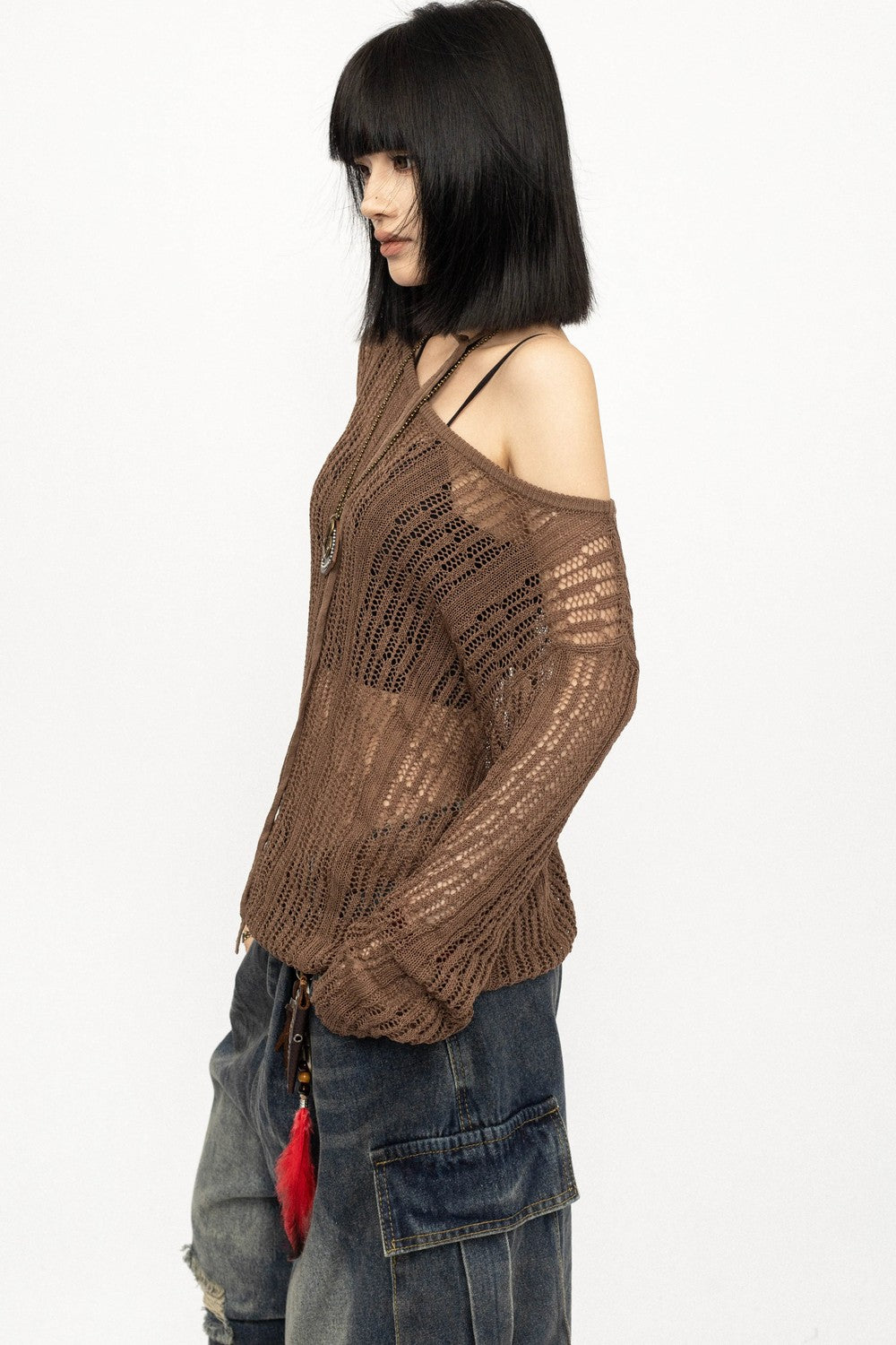 Sheer Mesh Knit Sweater
