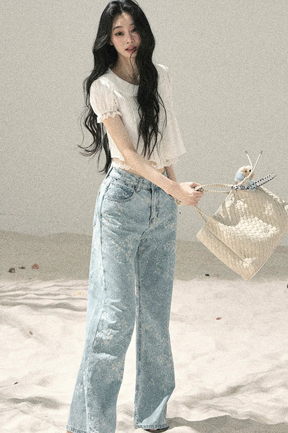 French Style Lace Puff Sleeve Blouse