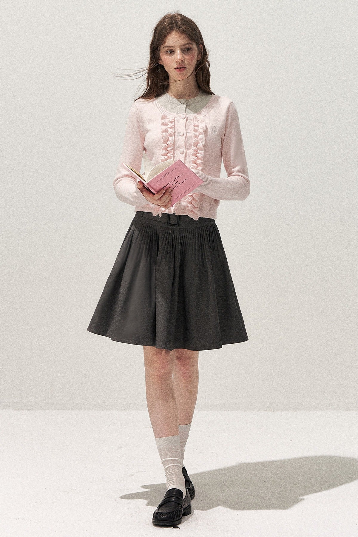 Gray Pleated Ballet Skirt