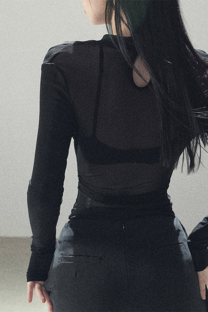 Slightly Sheer Long-Sleeve Top Set-Up