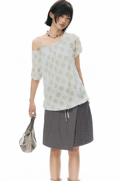 Retro Asymmetrical Pleated Skirt