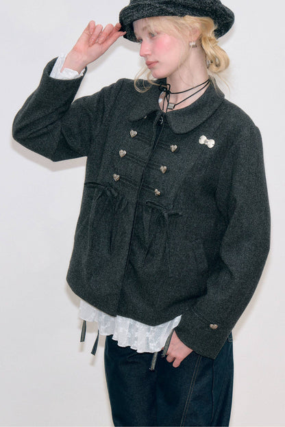 Doll Collar Bow Wool Coat