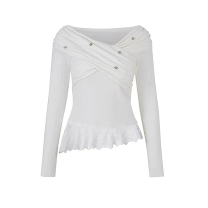 Off-Shoulder Lace Asymmetrical Top