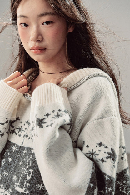Fair Isle Jacquard Knit Jacket and Shorts Set-Up