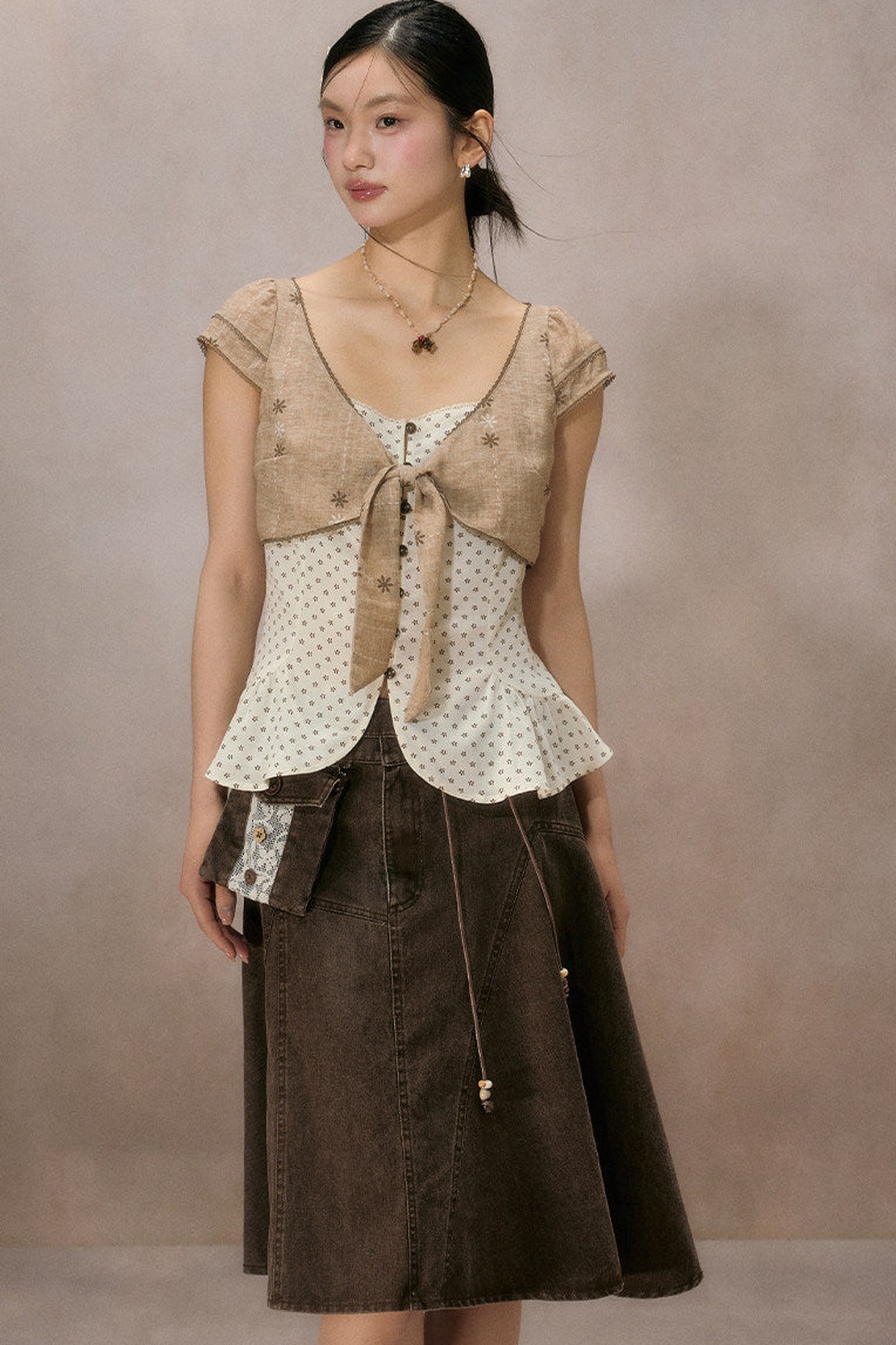 Irregular Denim A-Line Skirt