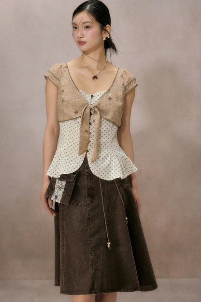 Irregular Denim A-Line Skirt