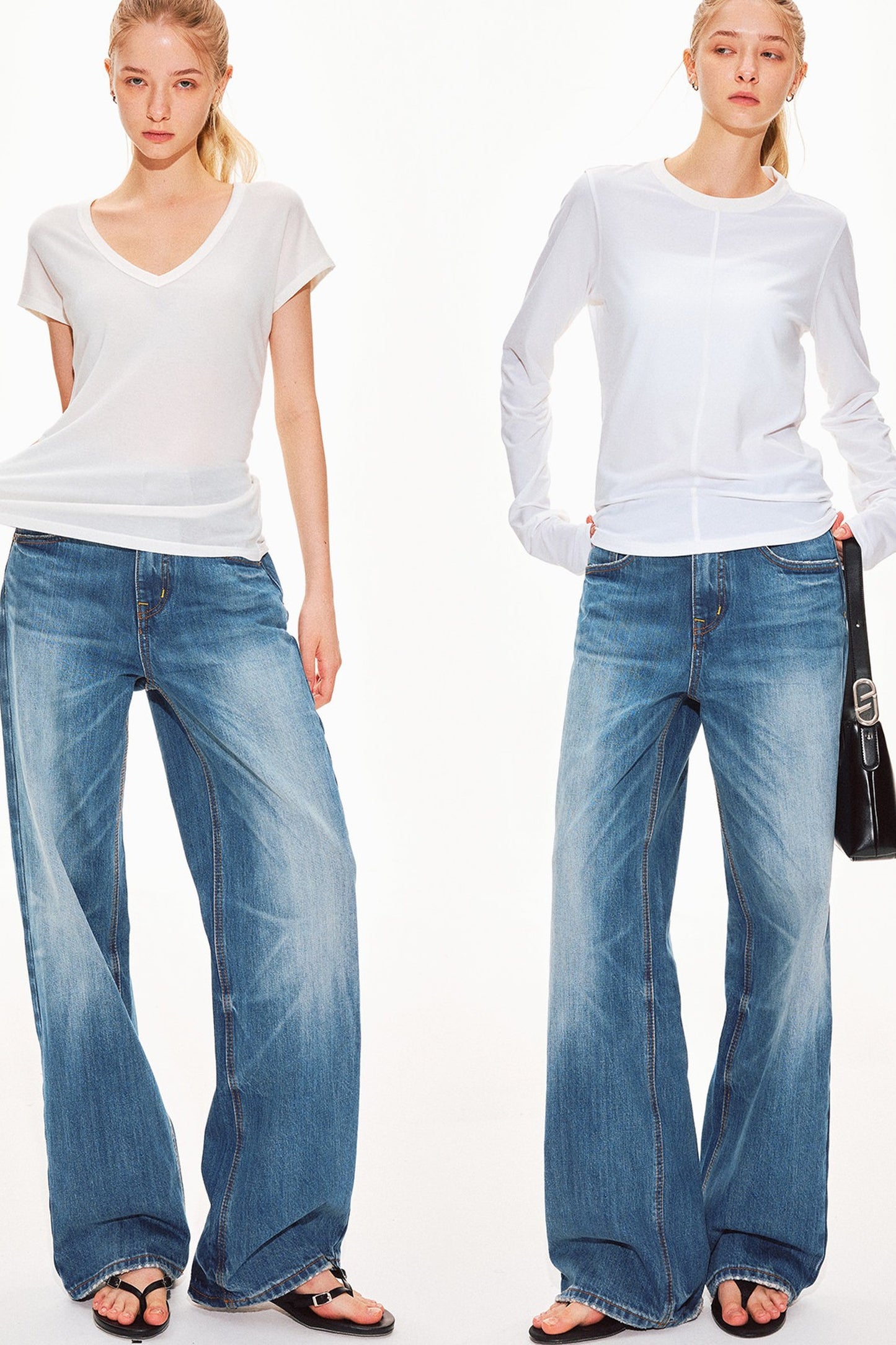 Classic Blue Straight-Leg Denim Pants