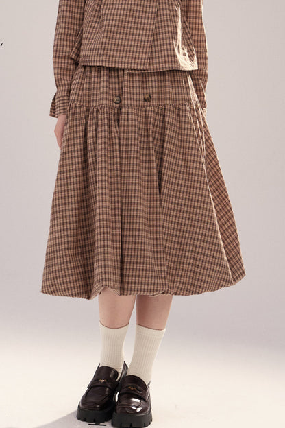 Retro Plaid Bubble Skirt